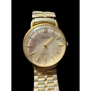 Vintage BELAIR Quartz Men's Gold Tone Base Metal Watch Expansion Band